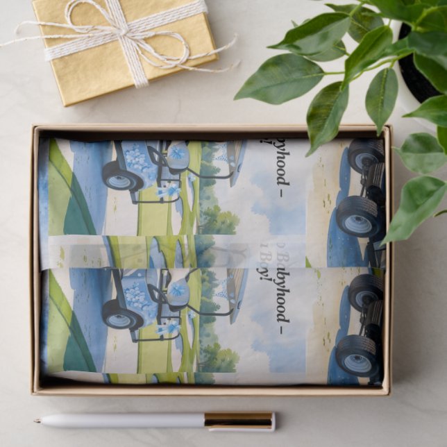 Papier Mousseline Golf Baby shower garçon Bleu thème papier envelopp (Cadeau)