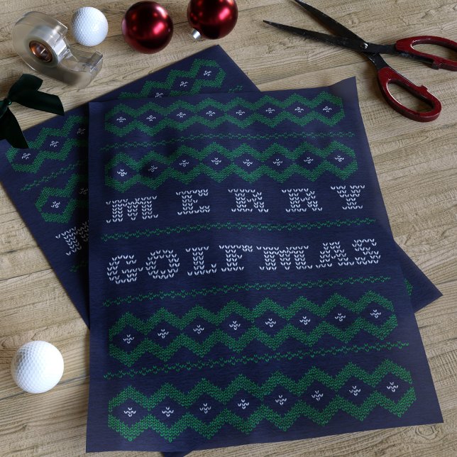 Papier Mousseline Golf Noël Joyeux Golfmas Blue Tissu Papier (Merry Golfmas Tissue Paper perfect for your golf related gifts)