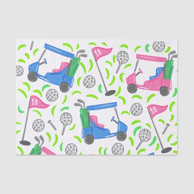 Papier Mousseline Golf rose bleu (Recto)