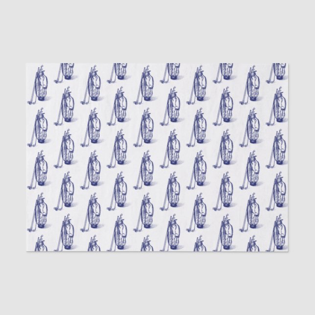 Papier Mousseline Golf Sac Golf Club Bleu (Recto)