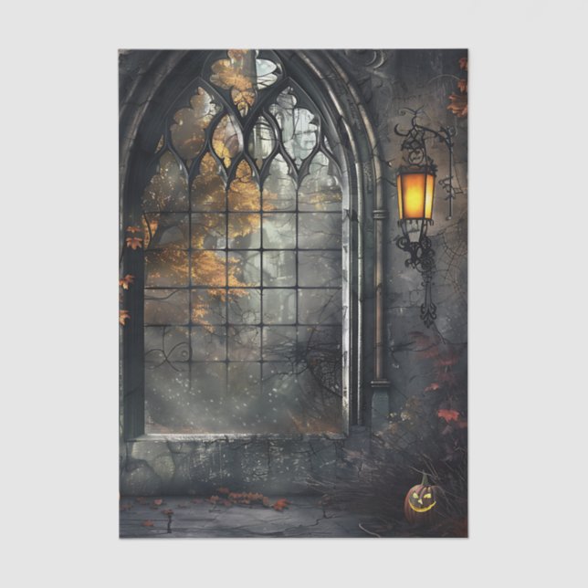 Papier Mousseline Gothic Arched Window by lamplight Decoupage (Recto)