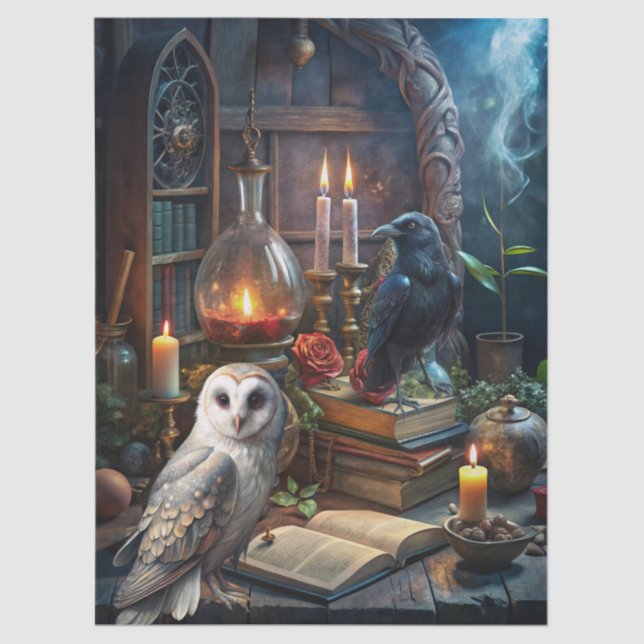 Papier Mousseline Gothic Fantasy Tarot Reader's Room & White Owl  (Recto)