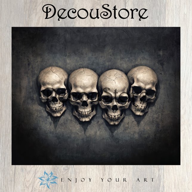 Papier Mousseline Gothic Skulls Collection Decoupage (Créateur téléchargé)