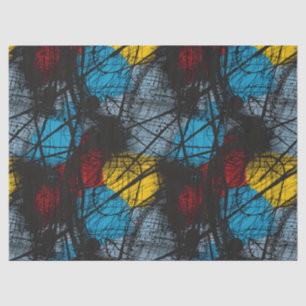 Papier Mousseline Gothique Bleu foncé Noir Rouge Jaune