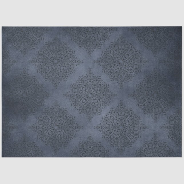 Papier Mousseline Gothique Blue Damask Series Design 5 (Recto)