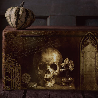 Papier Mousseline Gothique Crâne victorien Halloween Ephémère