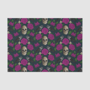 Papier Mousseline Gothique foncé Grungy Vins Roses Corbeau crâne ros