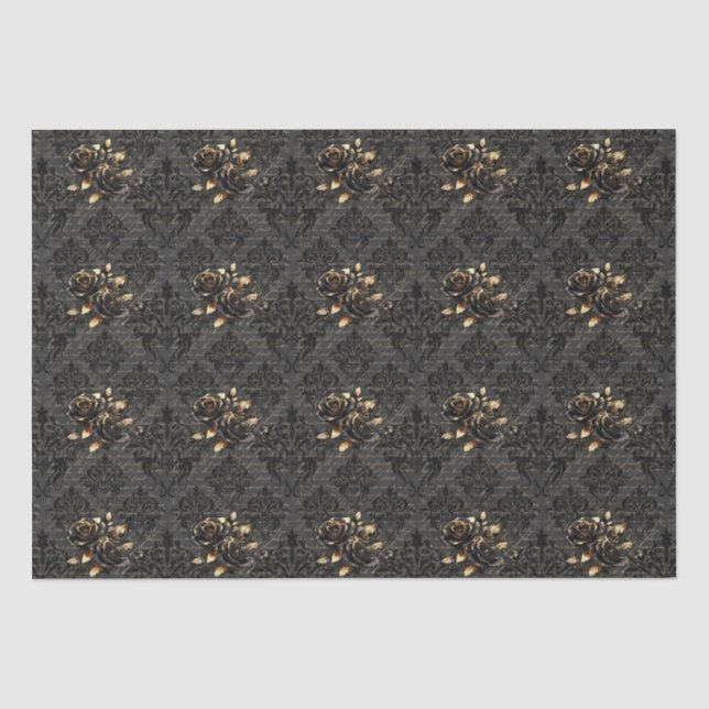 Papier Mousseline Gothique noir or rose damask élégant adulte (Recto)