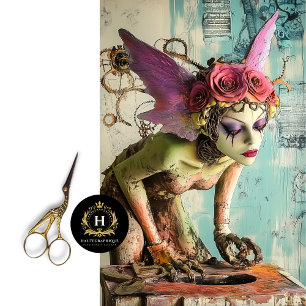 Papier Mousseline Gothique Paris roses ailes Gargoyle Découpage