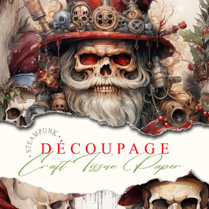 Papier Mousseline Gothique Steampunk Père Noël Crânes Noël Gothmas
