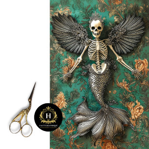 Papier Mousseline Gothique Vampire Skeleton Mermaid Skull Decoupage