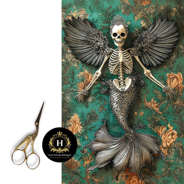 Papier Mousseline Gothique Vampire Skeleton Mermaid Skull Decoupage (Créateur téléchargé)