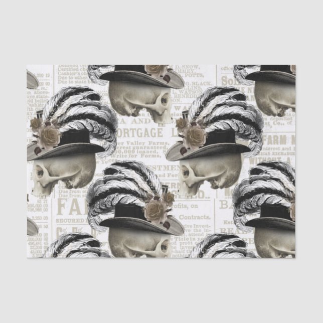 Papier Mousseline Gothique Victorian Skulls Feathers Journal Casquet (Recto)