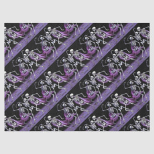 Papier Mousseline Gothique Violet Dansant Skeletons Motif Mariage