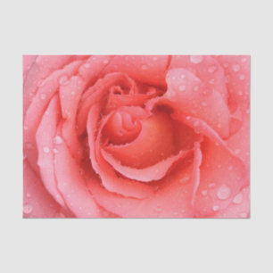 Papier Mousseline Gouttes d'eau de rose rose rouge romantique