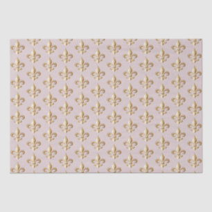 Papier Mousseline Gradient d'or ciselé Heraldique Fleur de lis Blush