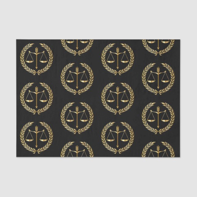 Papier Mousseline Graduation Gold Justice Scale Sword Laurel Wreath (Recto)