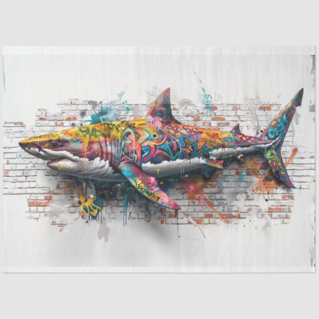 Papier Mousseline Graffiti Art Whale Découpage (Recto)