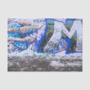 Papier Mousseline Graffiti Blue Urban Grunge Street Peinture murale