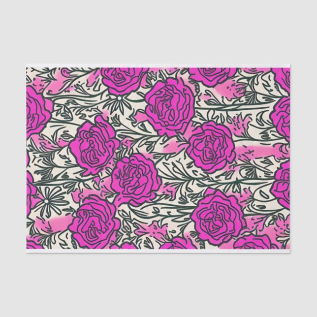 Papier Mousseline Graffiti Inspiré Rose Motif rose noir (Recto)