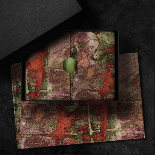Papier Mousseline Graffiti peint Grunge Automne Rouge Vert rouille