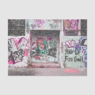 Papier Mousseline Graffiti rose vert Grunge Urban Street Wall Art