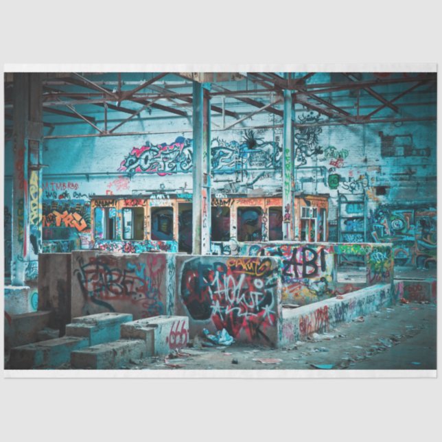 Papier Mousseline Graffiti Urbain 25 Découpage Tissu Papier (Recto)