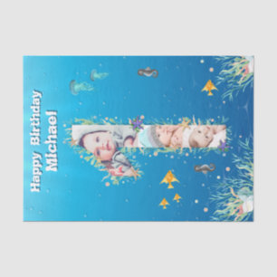 Papier Mousseline Grand 1er anniversaire sous la mer Photo Collage