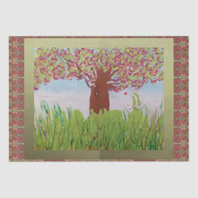 Papier Mousseline Grand arbre florissant (Recto)