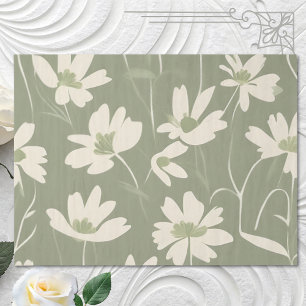 Papier Mousseline Grand Fleur sauvage moderne clair blanc