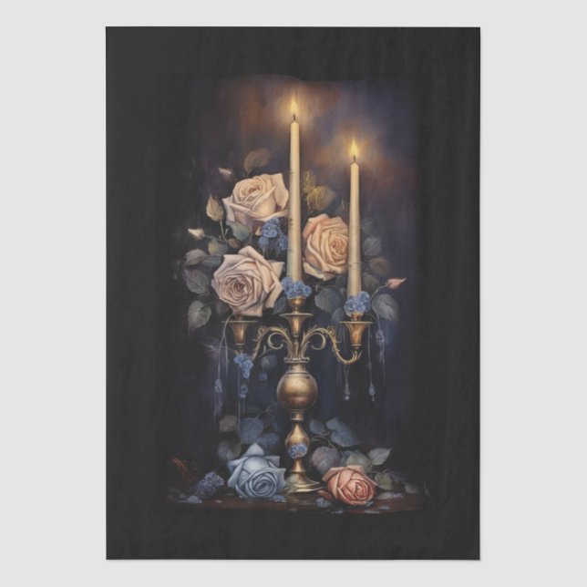 Papier Mousseline Grand Imaginaire bougies florales gothiques Découp (Recto)