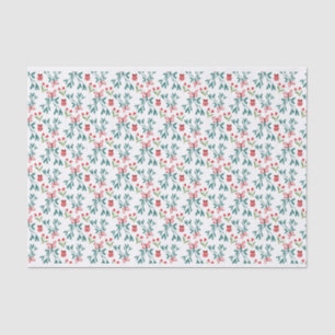 Papier Mousseline Grand Motif traditionnel vert et rouge