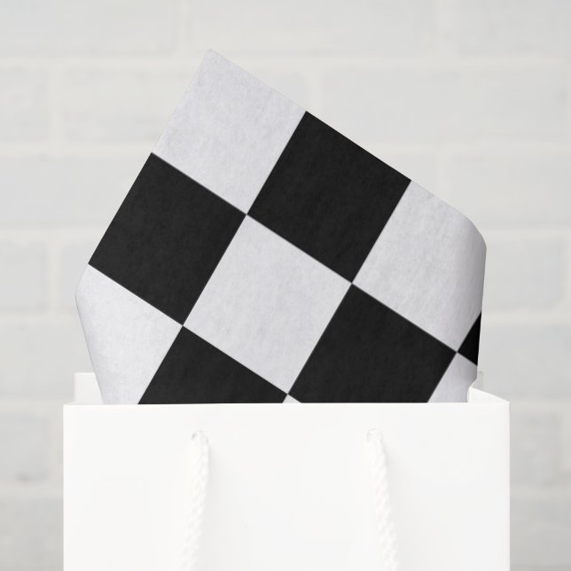 Papier Mousseline Grand noir et blanc vérifié (Sac cadeau)