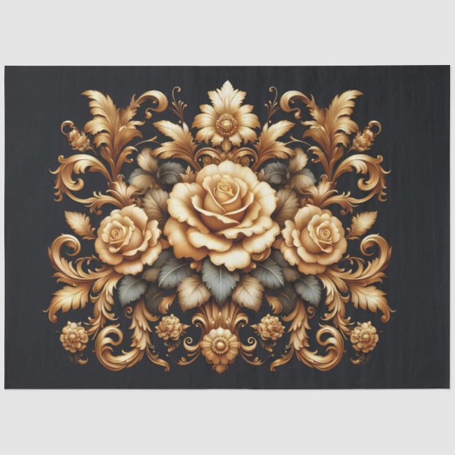 Papier Mousseline Grand or extra sur la Découpage florale baroque no (Recto)