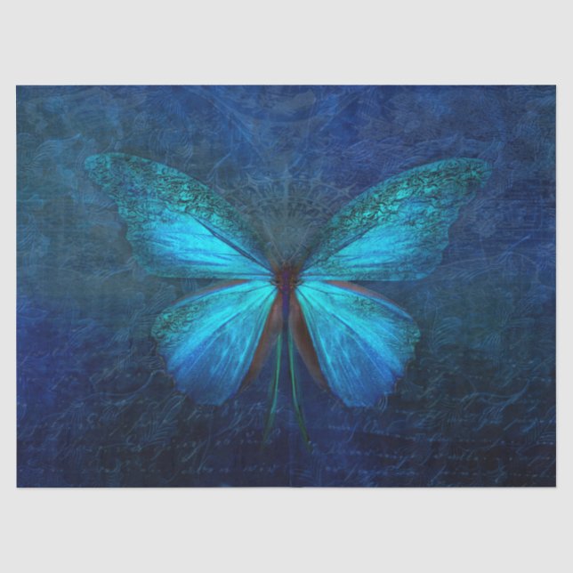 Papier Mousseline Grand Papillon bleu (Recto)