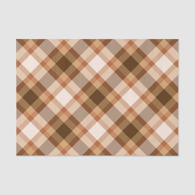 Papier Mousseline Grand Plaid moderne, Brown, Beige, Cuivre et Tan (Recto)