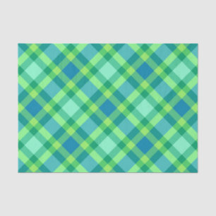 Papier Mousseline Grand Plaid Moderne, Jade Green & Turquoise
