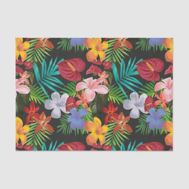 Papier Mousseline Grande Fleurs tropicales Hibiscus Découpage (Recto)