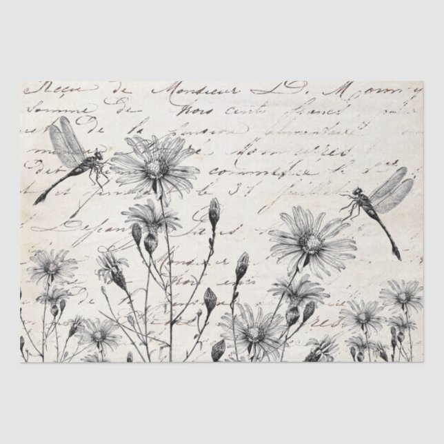 Papier Mousseline GRANDE page de découpage de libellule Fleur sauvag (Recto)