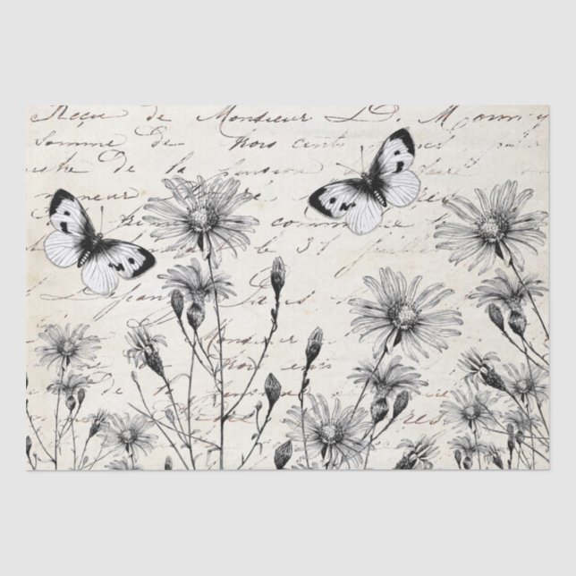 Papier Mousseline GRANDE page de découpage de papillon Fleur sauvage (Recto)