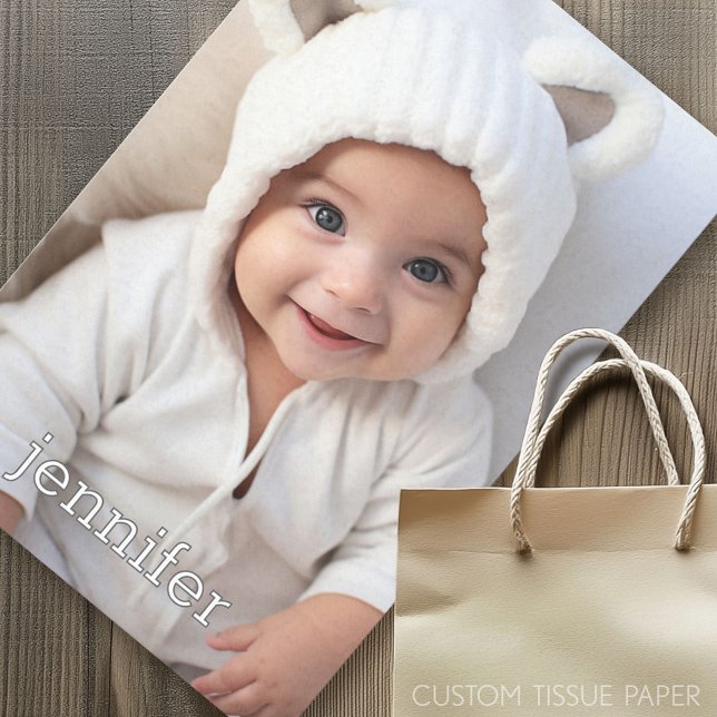 Papier Mousseline Grande photo verticale avec un texte minimal (Custom Photo Tissue Paper)