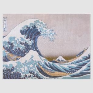 Papier Mousseline Grande vague du tsunami Kanagawa Japon par Hokusai