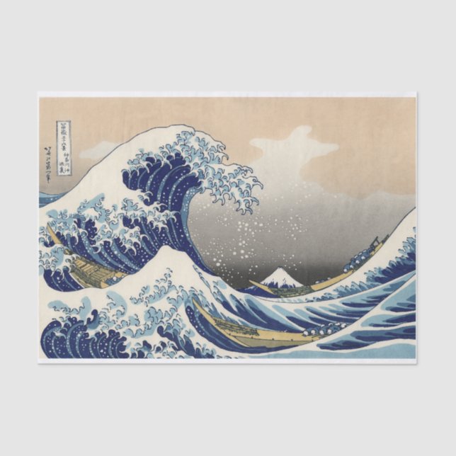 Papier Mousseline Grande vague Kanagawa peinture japonaise (Recto)