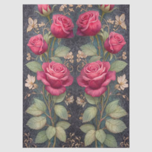 Papier Mousseline Grandes Roses rouges pour l'artisanat et le découp