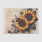 Grandes tournesols avec abeilles sur script
