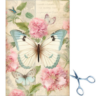 Papier Mousseline Grands papillons sarcelle et crème avec d'énormes