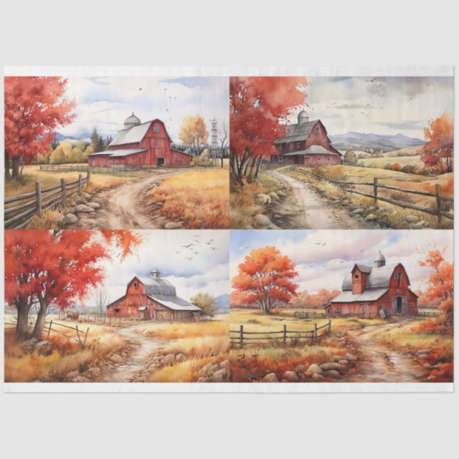 Papier Mousseline Grange à l'automne Collage 2 Papier de découpage (Recto)