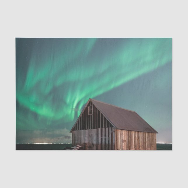 Papier Mousseline Grange Brown sans faille sous Aurora Borealis Sky (Recto)