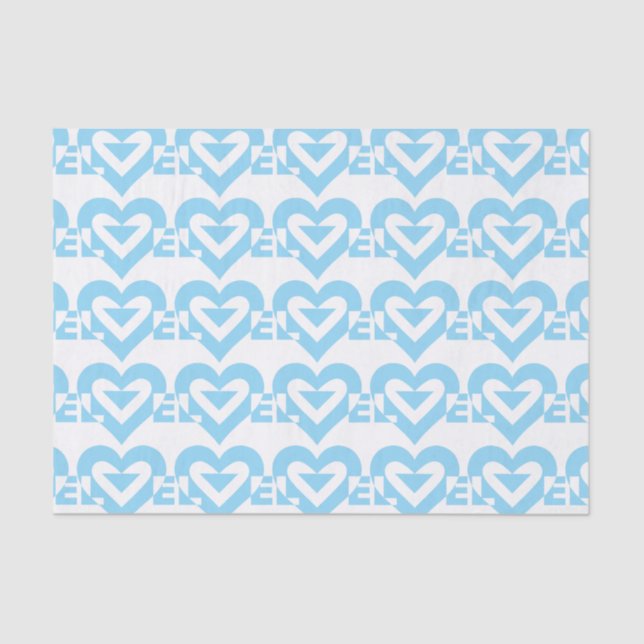 Papier Mousseline Graphique d'amour cool, Bleu (Recto)