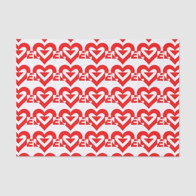 Papier Mousseline Graphique d'amour cool, Rouge (Recto)